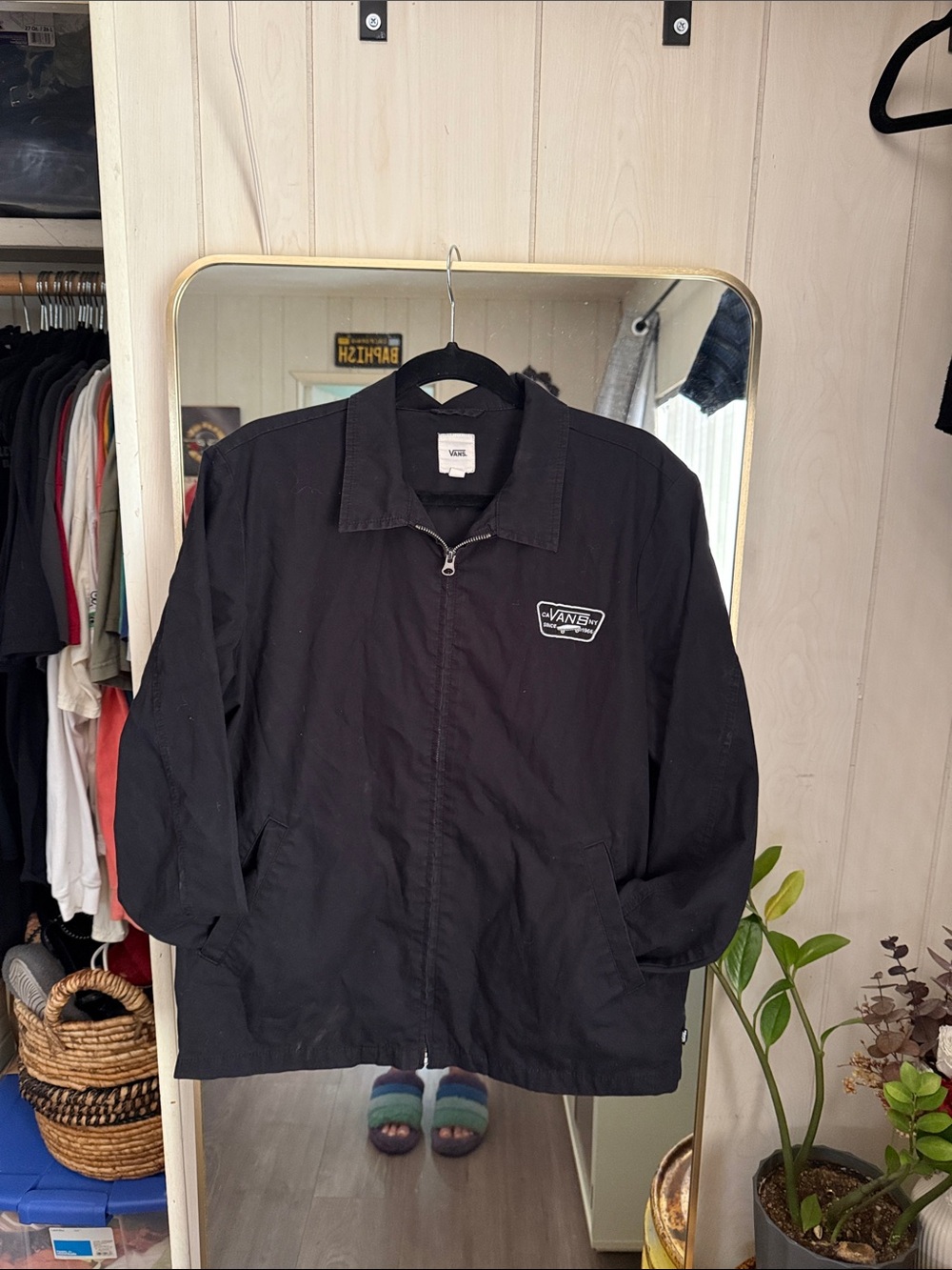 Vans Black Zip-Up Bomber Jacket with Chest Patch